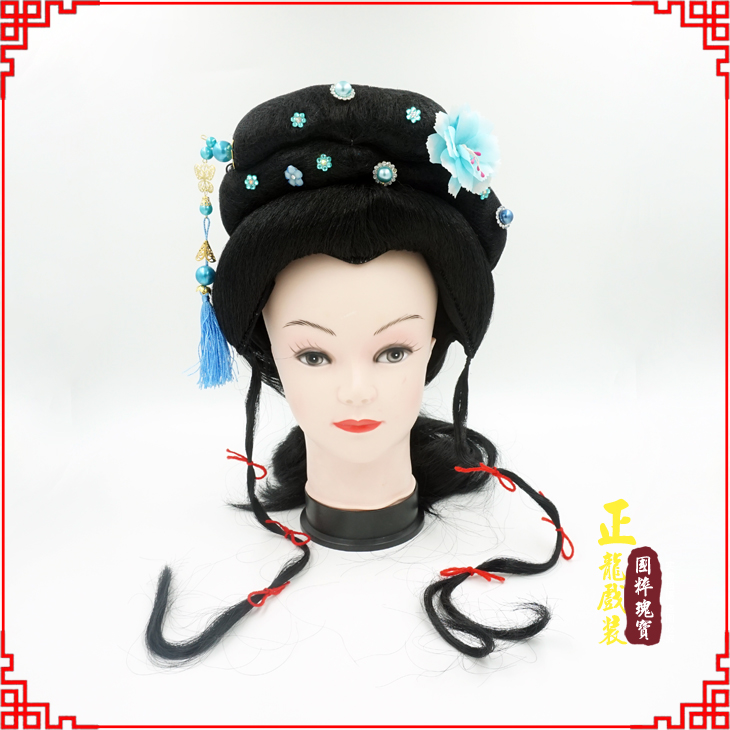 黄梅戏剧服装京剧越剧小旦花旦丫鬟假发 小姐头套